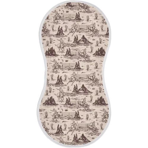 Western Baby Muslin Burp Cloths Set of 1 American Cowboy Muslin Washcloths Cute Milk Spit Up Rags Soft Newborn Towel Burp Cloth Bib for Unisex Boys and Girls, 22 x 11 Inch