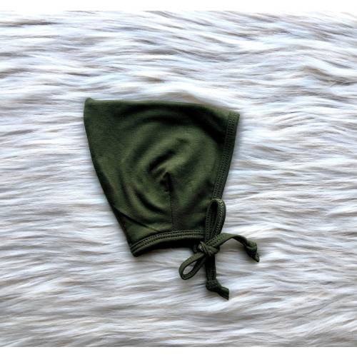 Olive Green Baby Pixie Bonnet, Stretchy Knit Hat