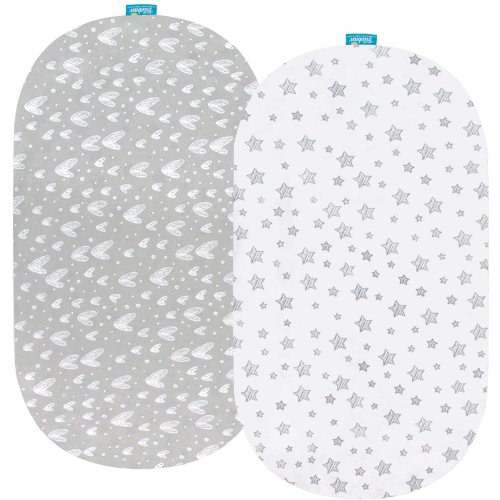 Bassinet Sheets - Fit Safety 1st Nap and Go Rocking Bassinet, 2 Pack, 100% Jersey Cotton
