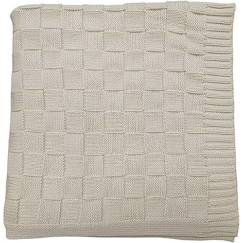 Baby Knit Blanket, 100% Cotton Checkered Patterns, Soft, Cozy, Lightweight Swaddle for Newborn & Infant Swaddling Beige Neutral, Perfect Baby Shower Ideas Beige 30x30