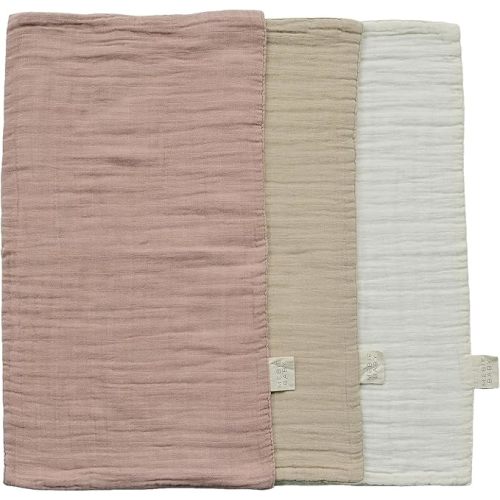 Mebie Baby Burp Cloths, Dusty Rose Print 3-Pack, Muslin Burp Cloth Set for Spit Up, Drool, and More, Boho Burp Cloths for Baby Boy and Girl, Baby Must Haves for Registry Lists and Gifts for Newborns