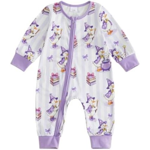 Newborn Baby Boy Girl Halloween Outfit Ghost Romper Zipper Onesie 0-18M