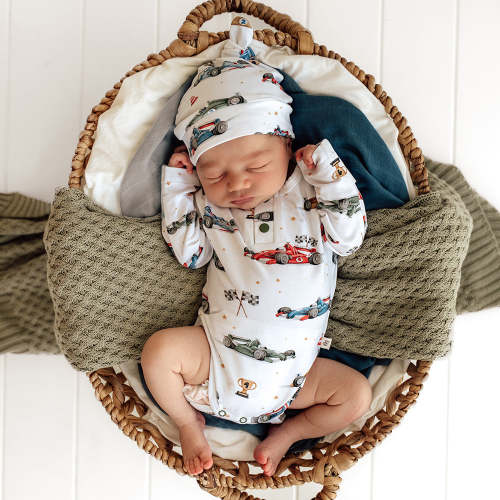 Little Racers Long Sleeve Organic Bodysuit