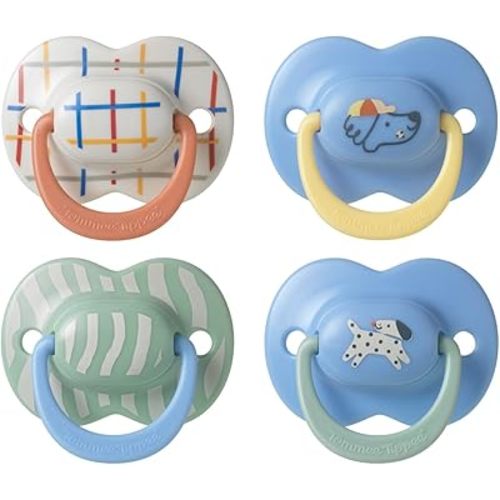 Tommee Tippee Ultimate Fit Pacifiers, 6-18 Months, Extra Air Holes, Symmetrical Nipple and Shield, 100% BPA Free Silicone, Dishwasher and Sterilizer Safe, Blue and Green, Pack of 4
