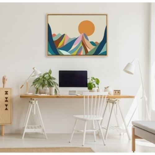 Kate and Laurel Sylvie Mountains Crop Framed Canvas by Rachel Lee