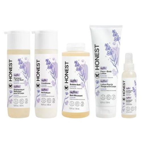 The Honest Company Calm Conditioner 10 fl oz +Shampoo & Body Wash 10 fl oz + Detangler 4 fl oz + Face + Body Lotion 8.5 fl oz + Bubble Bath 12 fl oz