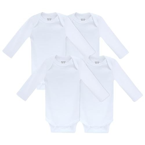 RATIVE Baby Bodysuit 4-Pack, Bamboo 70% Cotton 30%, Ultra Soft Breathable Newborn Bodysuits 0–3M