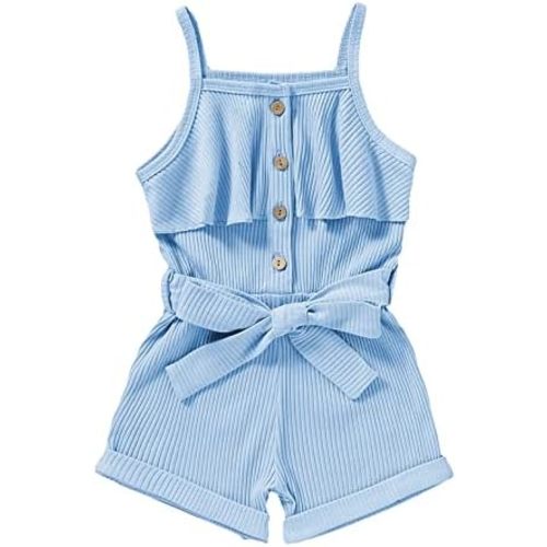 FOCUTEBB Toddler Girl Clothes Sleeveless Summer Halter Romper Belt Set 1-6T