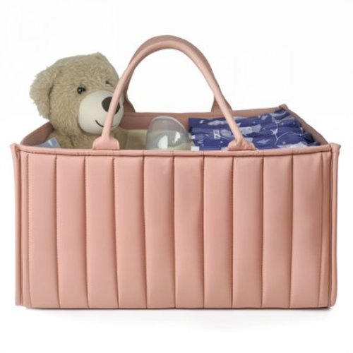 BISENKID Baby Diaper Caddy Organizer - Newborn Essentials Must Haves A Baby Registry Search Favorite, Perfect for Storing Diapers, Wipes, And More Baby Shower Gifts Blush Pink