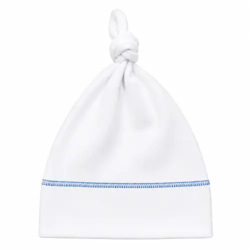 Organic Knot Hat - Blue Stitching - 0-3m