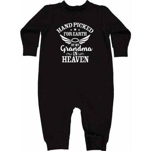 Inktastic Handpicked for Earth by My Grandma in Heaven Angel Wings Baby Fleece Romper
