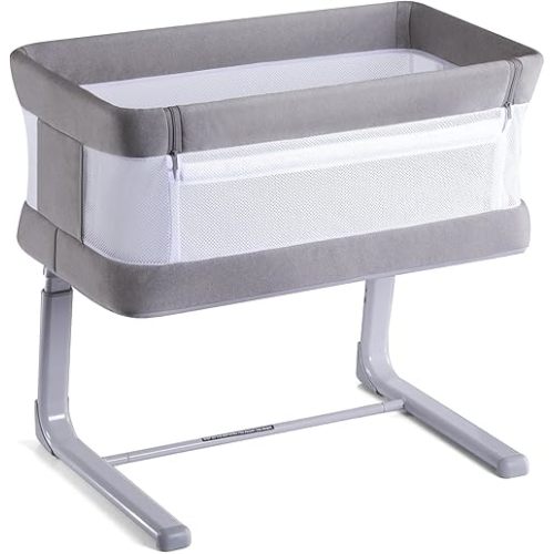 Electric Baby Bassinet for Newborns — 3-Speed Auto Rocking, 5 Melodies + 3 White Noise, Breathable Mesh, Side Drop for Bedside Sleeping, Adjustable Height, Tool-Free Assembly, Co-Sleeper