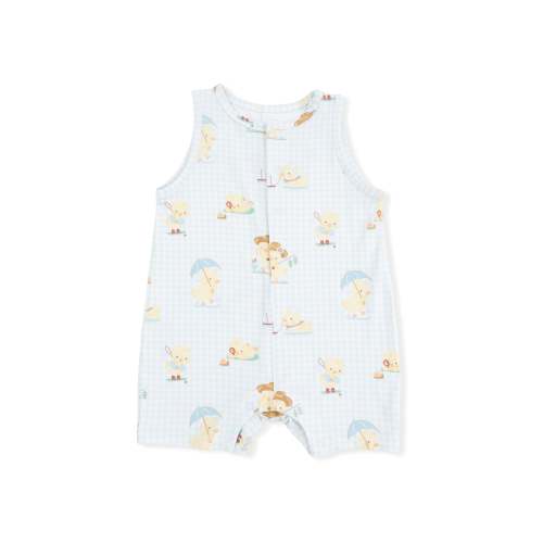 Vintage Spring Ducklings Green - Sleeveless Shortie Romper