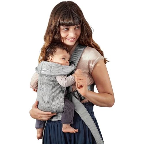 BabyBjörn Baby Carrier Mini, Gray, 3D Mesh | Newborn Carrier (7-15 lbs), Ergonomic, Easy-to-Use