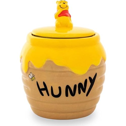 Silver Buffalo Disney Winnie the Pooh Honey "Hunny" Pot Sculpted 3D Hand Painted Ceramic Snack Cookie Jar (Small)