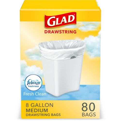Glad Drawstring Medium Trash Bags - Fresh Clean - 8gal/80ct