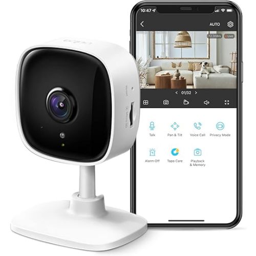 Tapo 2K Indoor Security Camera for Baby Monitor, Dog Camera w/Motion Detection, 2-Way Audio Siren, Night Vision, Cloud & SD Card Storage(Up to 512GB), Works w/Alexa & Google Assistant C110