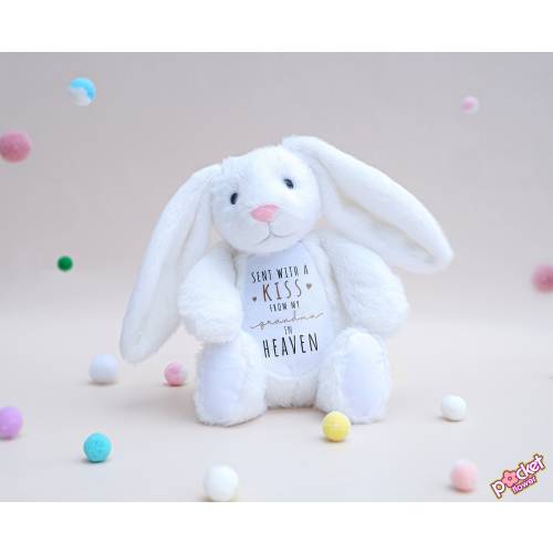 Custom Sent With A Kiss From My Grandma In Heaven Bunny, New Grandbaby Gift, Baby Announcement, Newborn Bubble Gift, Baby Shower Gift