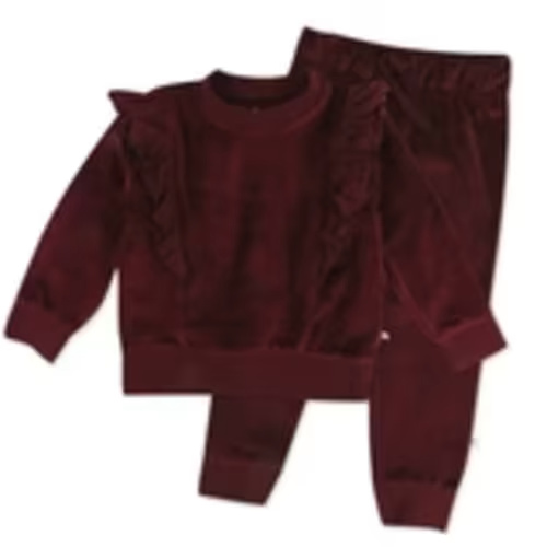 2-Piece Velour Ruffle Front Sweatsuit | Honest Baby Clothing