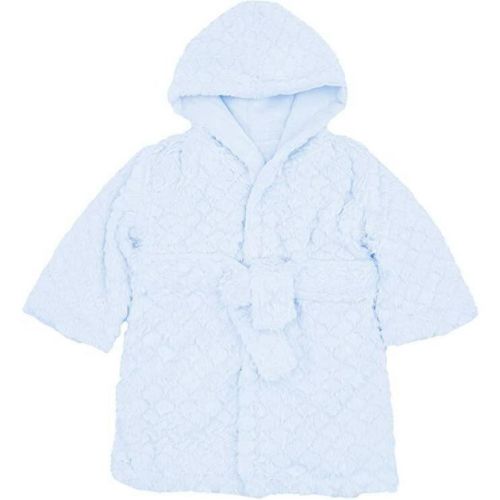 EVERYDAY KIDS Blue Baby Fleece Robe with Hood Cozy Hooded Bathrobe for Boys Ages 0-9 Months Soft, Warm, Lightweight Infant Sleepwear, Loungewear