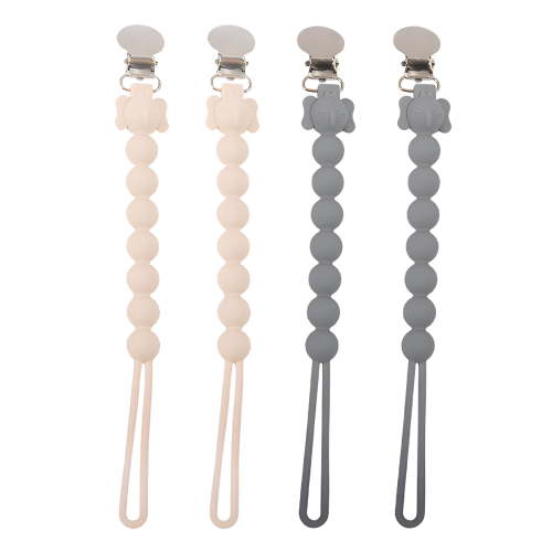 XIRQI 4Pcs Pacifier Clip,Smooth Beads for Comfortable Touch Pacifier Holder,Multifunctional Design Binky Clips