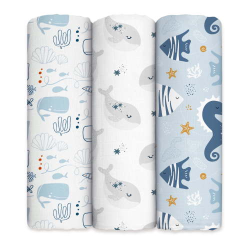 YOOFOSS Muslin Swaddle Blankets, Organic Baby Blankets, 47x47 Inches Receiving Blanket for Baby Boys, Girls and Neutral, Baby Essentials for Newborns Soft Breathable