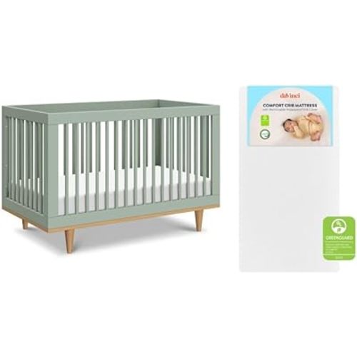 daVinci Marley 3-in-1 Convertible Crib w/Mattress - Light Sage & Honey