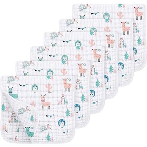 Looxii Muslin Burp Cloths 100% Cotton Muslin Cloths Large 20''x10'' Extra Soft and Absorbent 6 Pack Baby Burping Cloth for Boys and Girls (Alpaca)