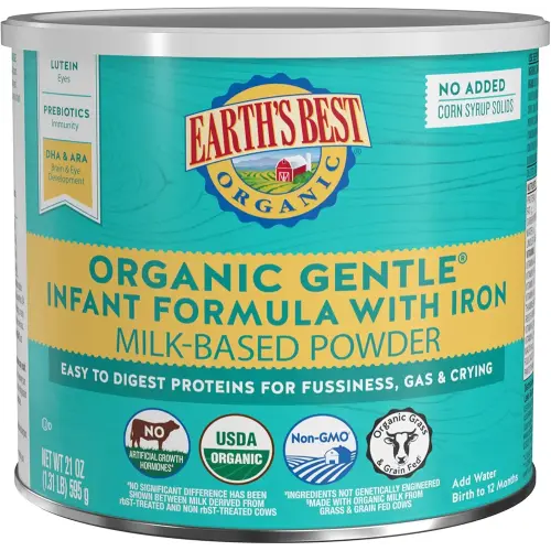 Earth's Best Organic Gentle Infant Formula with Iron Milk Based Powder, 21 Oz