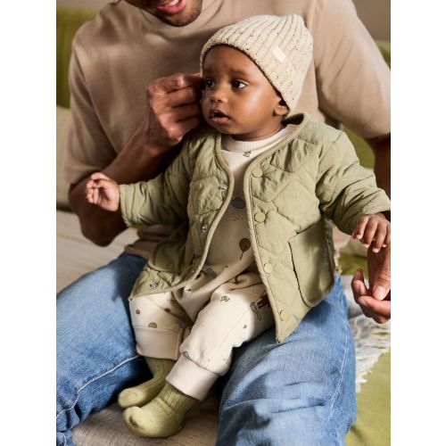 Khaki Green Nylon Quilted Baby Jacket (0mths-2yrs)