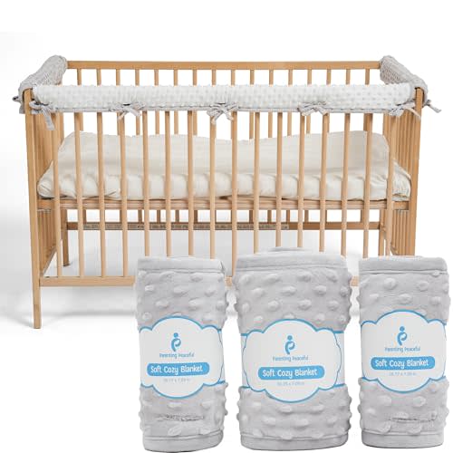 Peaceful Parenting Crib Rail Covers for Teething - Crib Guard Bumper Pads - Edge Protector Bumber Pads for Crib - Biting & Chewing Bed Guard Rail - Crib Protector Accessories
