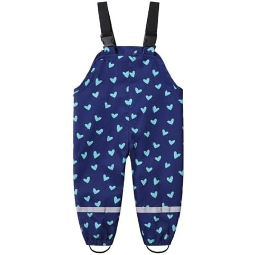 Toddler Boys Girls Waterproof Suspender Rain Pants Dirty Proof Windbreak Rain Bib Insulated Overalls Outdoor