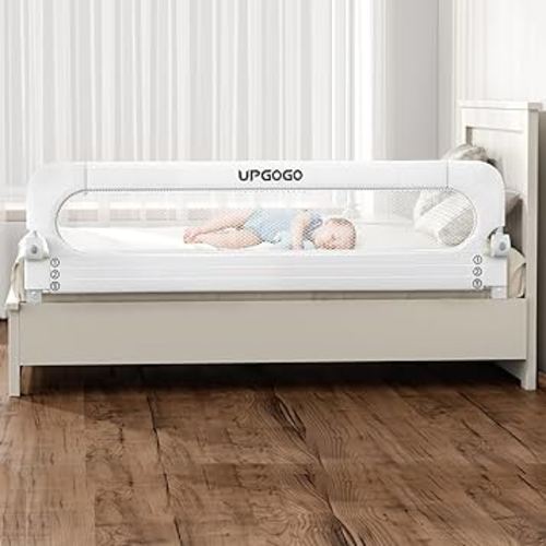 Folding Bed Rail for Toddlers,Baby Bed Rail Guard with Reinforced Anchor Safety System,Fit Bunk,Full Size,Queen,King,Twin(White,71"x23.6")