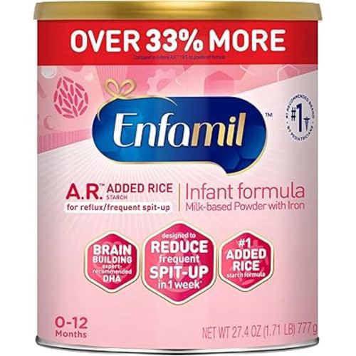 Enfamil A.R. Infant Formula, Proven to Reduce Reflux & Spit-Up in 1 Week, with Iron, DHA for Brain Development, Probiotics for Digestive & Immune Health, Powder Can, 27.4 Oz