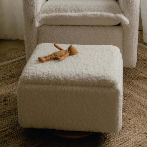 Small Stationary Rectangle Ottoman with Wood Base | Oilo™ Studio