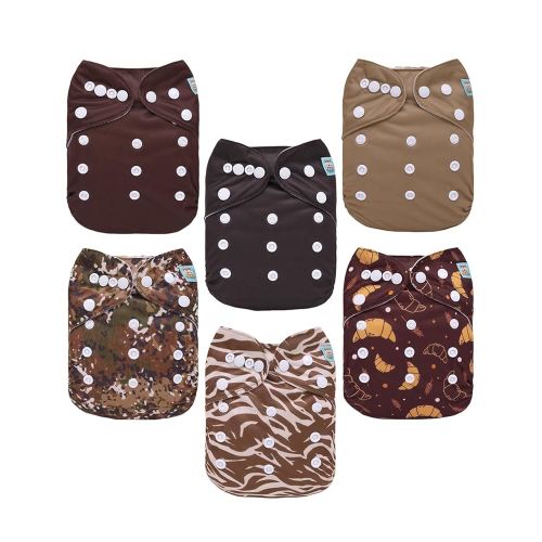 ALVABABY Baby Cloth Diaper 6 Pack with 12 Inserts One Size Cloth Diaper Covers Adjustable Washable Reusable for Baby Girls and Boys