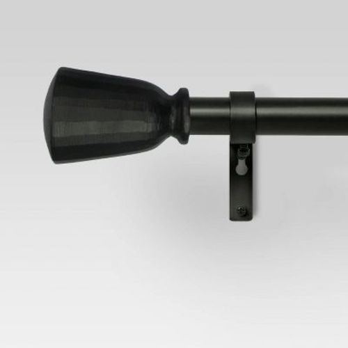 36"-66" Chiseled Cone Curtain Rod Black - Threshold™: Steel, Single Rod, 0.875" Diameter, Painted Finish