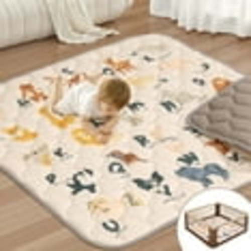 Baby Play Mat, Novashion Thicken Soft Cotton Baby Playmats, Foldable Anti-Slip Floor Crawling Playmat Playpen Mat for Infants and Toddlers, 50"x50", Beige