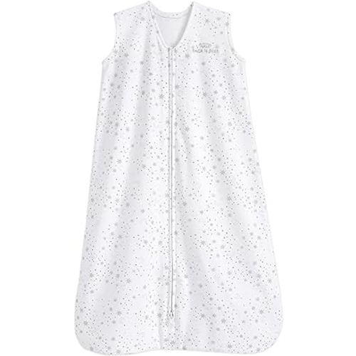 HALO SleepSack, 100% Cotton Wearable Blanket, Swaddle Transition Sleeping Bag, TOG 0.5, Midnight Moons-grey, Large, 12-18 Months