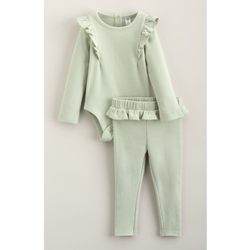 Kids' Rib Ruffle Bodysuit & Leggings Set