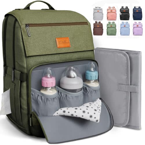 Baby Diaper Bag Backpack - Large Bag for Boys & Girls, Waterproof Diaper Backpack - Baby Shower Gifts for Boys - Toddler Diaper Bag with Changing Pad - Large Capacity, Wide Opening Easy Access