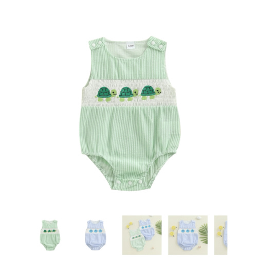 TURTLE Striped Romper - Hazel & Bo