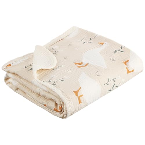 Breling Silly Goose Muslin Baby Blankets for Girls Boys, 100% Cotton Crib Blanket for Infant Toddler, 40 x 36 Inch Soft and Lightweight Nursery Swaddling Wrap
