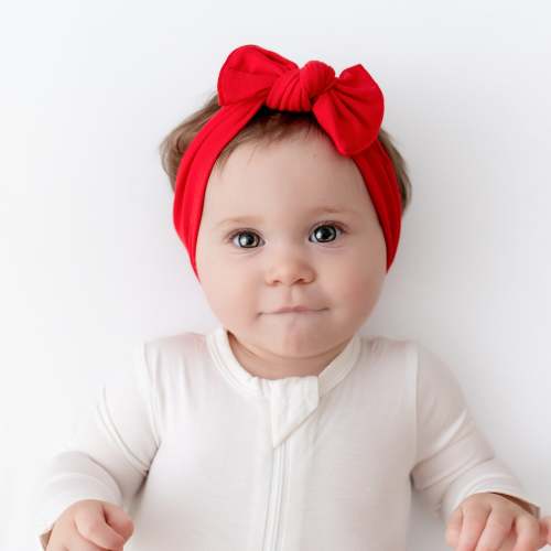Knotted Bow Headband in Cardinal