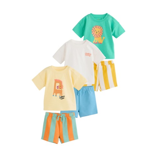 6-Pack Bright Graphic T-Shirts & Assorted Shorts Set, 9-12M