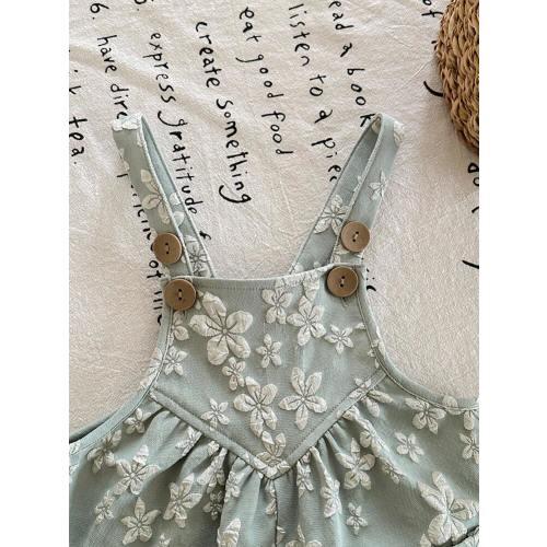 SHEIN LMoss Kids Baby Girl Woven Solid Color Jacquard Jumpsuit Toddler Girl Clothes Baby Girl Clothes Baby Girl Romper Floral Baby Clothes 2 Piece Baby Girl Outfit Toddler Girl Clothes Summer Sets 2pcs Set Toddler Girls Clothes Baby Girl Vintage Clothes F