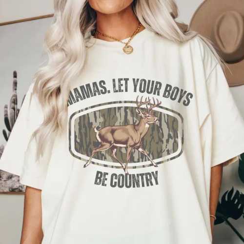 Mama Let Your Boys Be Country Shirt, Vintage shirt, Camo, Graphic Tee, Country, Mom, Boy Mom, Cozy shirt, Comfort Colors