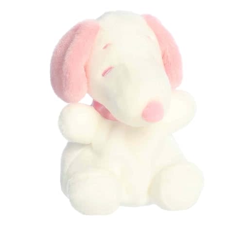 Aurora Adorable Peanuts Snoopy Palm Pals Stuffed Animal - Officially Licensed Toys For All Snoopy Fans - Nostalgic Gift for Adults and Valentine's Day - Pink & White 5 Inches