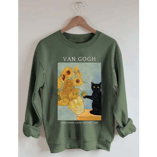 Van Gogh Cat Nursing Sweatshirt