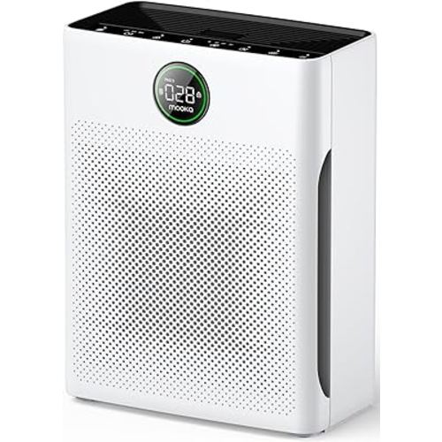 Air Purifiers for Home Large Room up to 2200sq.ft, MOOKA Air purifier for Home Pets with Washable Filter, PM 2.5 Display Air Quality Sensor Air Cleaner for Bedroom, Dorm room, Pets, Office PR1 (White)